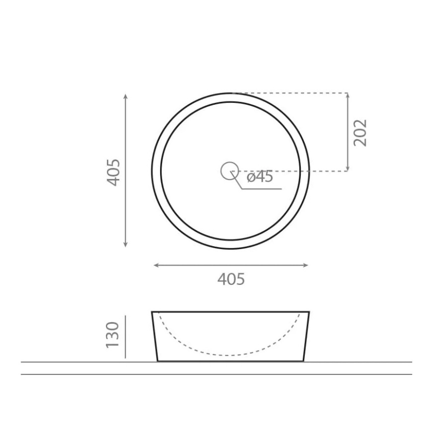 Bathco 00308 - Håndvask til bordplade DUAL Ø 40,5 cm sten/grå