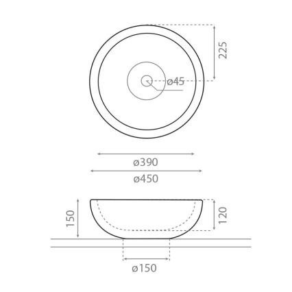 Bathco 00318 - PUKET bordmonteret vask Ø 45 cm, sten/beige