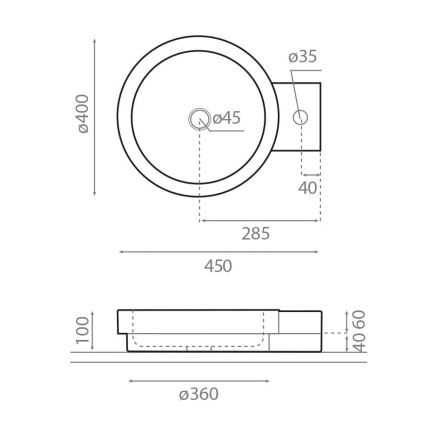 Bathco 00339 - Vask til bordplade ICONO 40x45 cm sten/grå