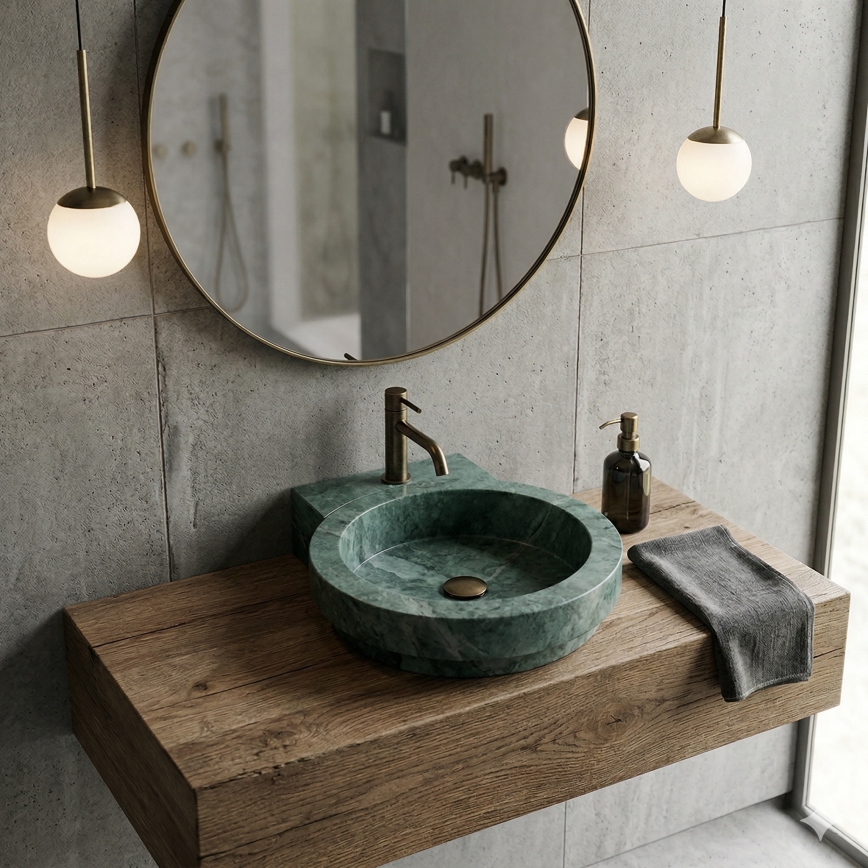 Bathco 00339 - Vask til bordplade ICONO 40x45 cm sten/grå