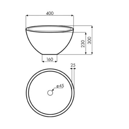Bathco 00374 - Nedfældet håndvask MIRAGE Ø 40 cm, sten/grå