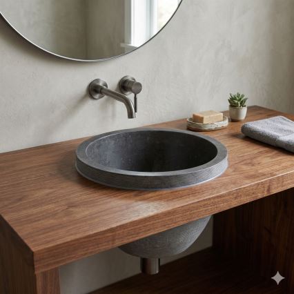 Bathco 00374 - Nedfældet håndvask MIRAGE Ø 40 cm, sten/grå