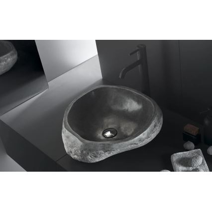 Bathco 00393 - Håndvask til bordplade RIO 52x47 cm sten/grå