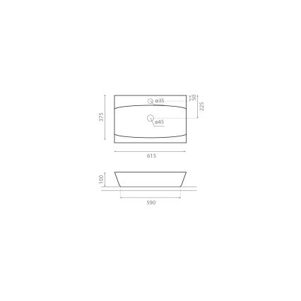 Bathco 0041 - Bordmonteret håndvask SARDINERO 61,5x37,5 cm porcelæn/hvid