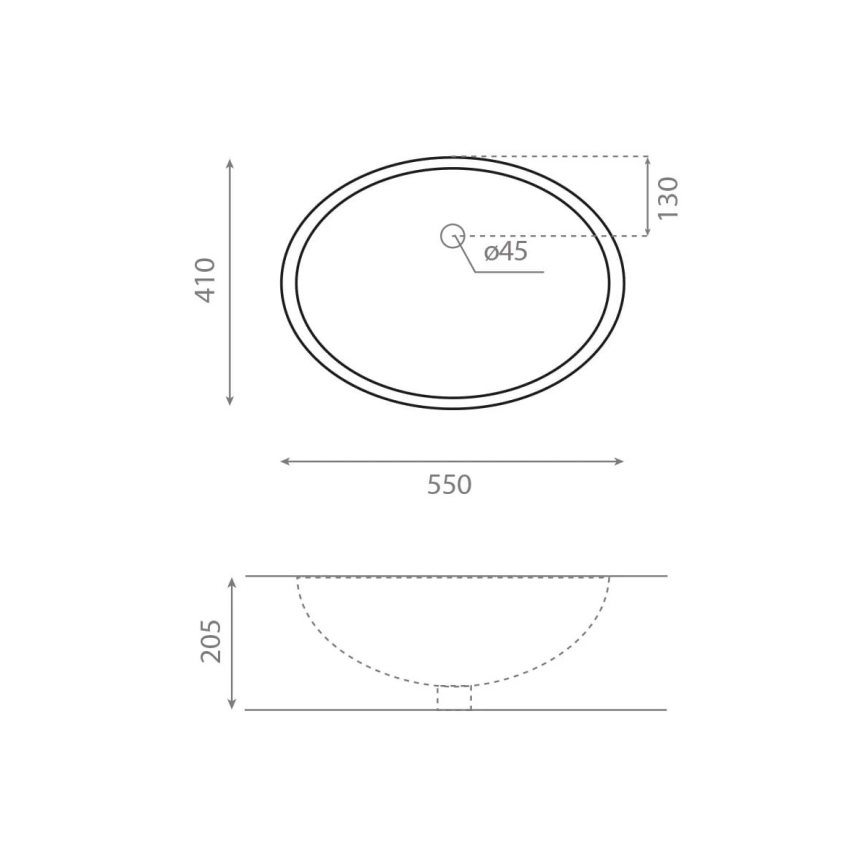 Bathco 0053 - Nedfældet håndvask ANCONA 55 x 41 cm porcelæn/hvid