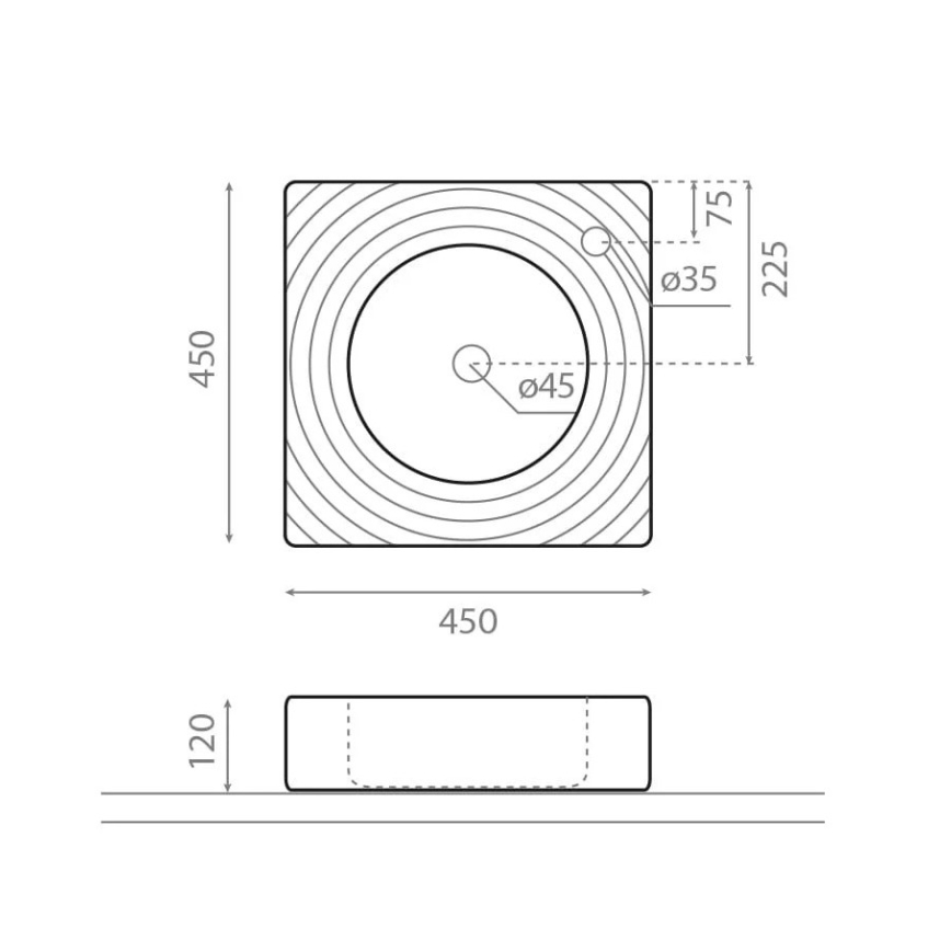 Bathco 0081 - Håndvask til bordplade GOTA 45x45 cm porcelæn/hvid