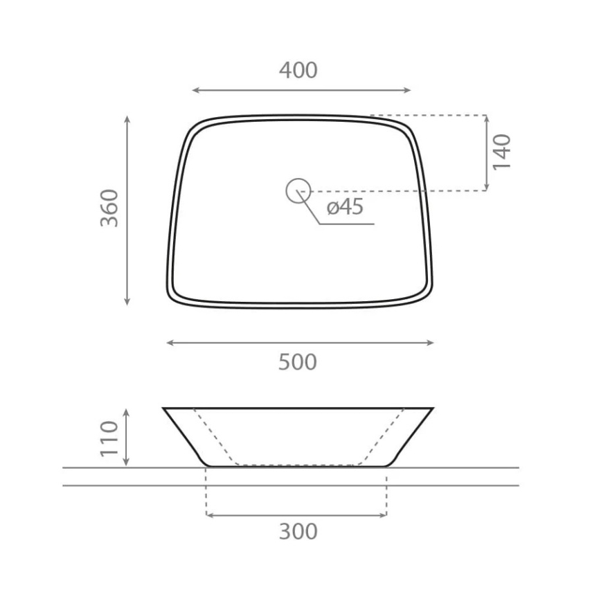 Bathco 0091 - Håndvask til bordplade ANABEL 50x36 cm porcelæn/hvid
