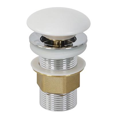 Bathco 0212MT- Bundventil uden overløb CLICK-CLACK Ø 6 cm poleret krom/mat hvid