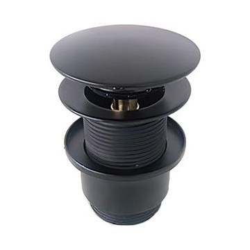Bathco 0212NE - Bundventil til håndvask uden overløb CLICK-CLACK, Ø 6 cm, mat sort