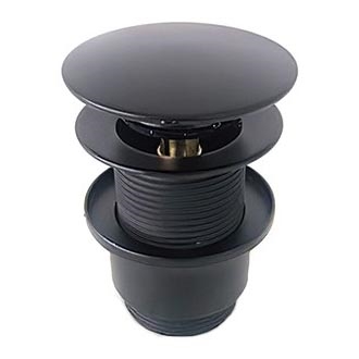 Bathco 0212NE - Bundventil til håndvask uden overløb CLICK-CLACK, Ø 6 cm, mat sort