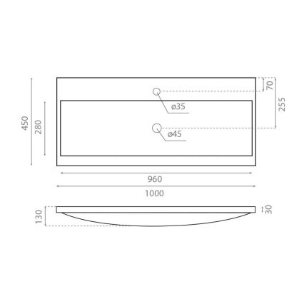 Bathco 0506 - Nedfældet håndvask MANHATTAN 100 x 45 cm, harpiks/hvid