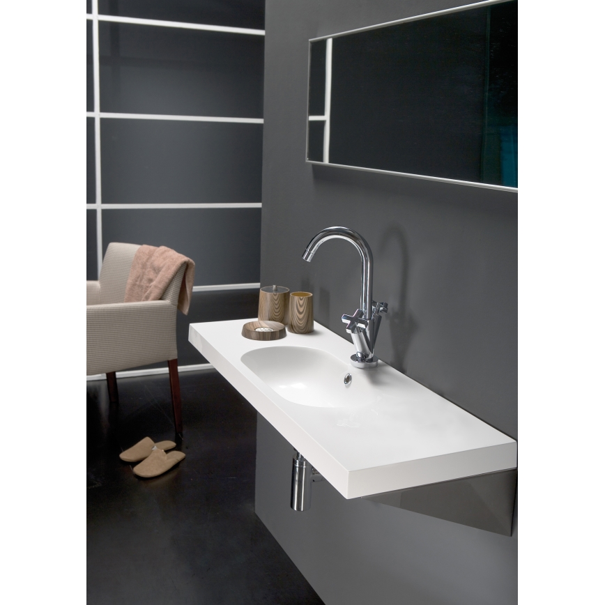 Bathco 0516 - Nedfældet håndvask ICE 60x35 cm harpiks/hvid