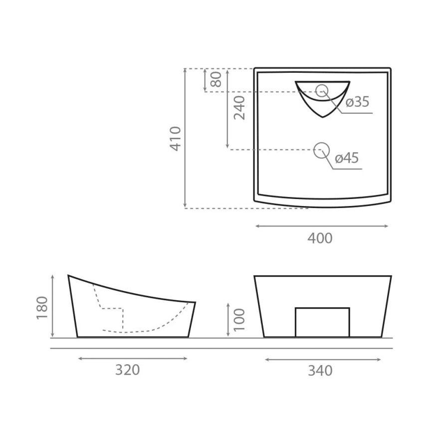 Bathco 4002 - Vask til bordplade SORIA 40x41 cm porcelæn/hvid