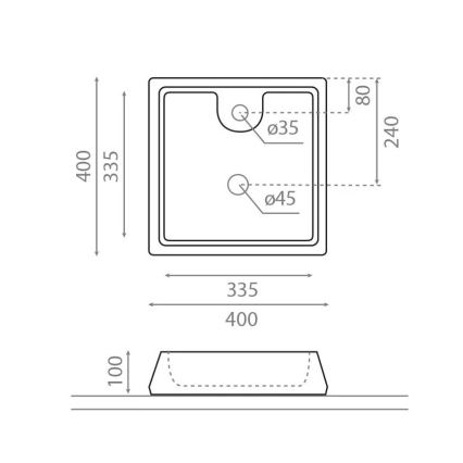 Bathco 4003 - Håndvask til bordplade GALICIA 40x40 cm porcelæn/hvid