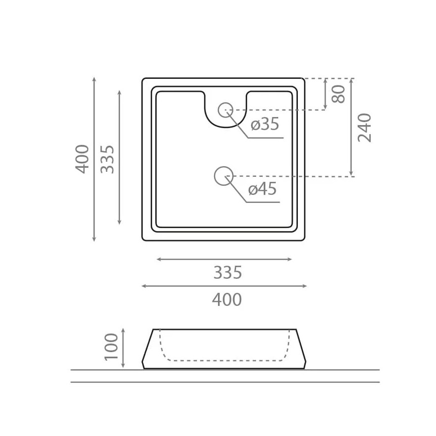 Bathco 4003 - Håndvask til bordplade GALICIA 40x40 cm porcelæn/hvid