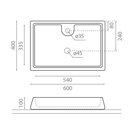 Bathco 4004 - Håndvask til bordplade GALICIA 60x40 cm porcelæn/hvid