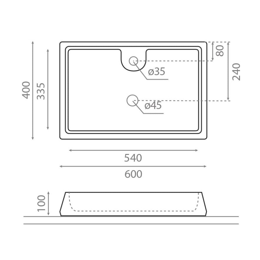 Bathco 4004 - Håndvask til bordplade GALICIA 60x40 cm porcelæn/hvid