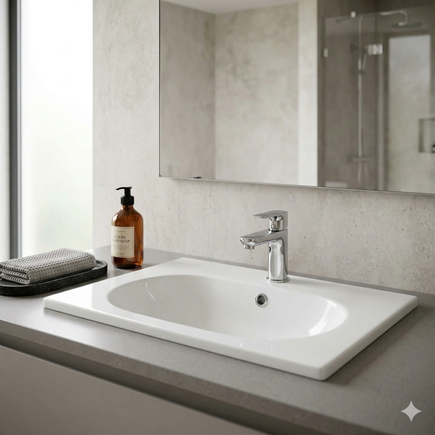 Bathco 4015 - Servant til bordplade CASTELLON Ø 35 cm porcelæn/hvid
