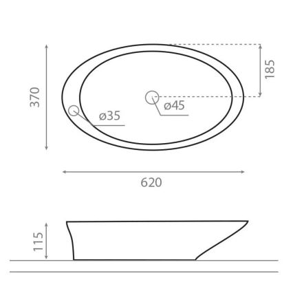 Bathco 4020 - Håndvask til bordplade PURE 62x37 cm porcelæn/hvid