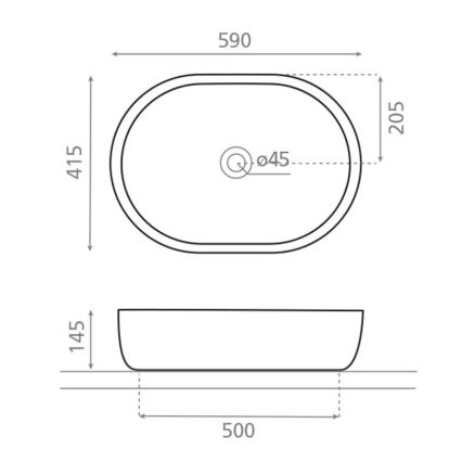 Bathco 4037 - Vask til montering på bordplade TOULOUSE 59x41,5 cm porcelæn/hvid