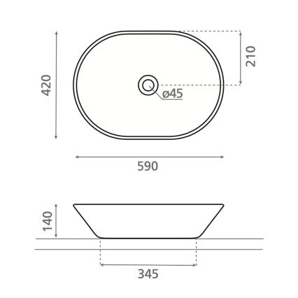 Bathco 4038 - Håndvask til bordplade TOULOUSE 59x42 cm porcelæn/hvid