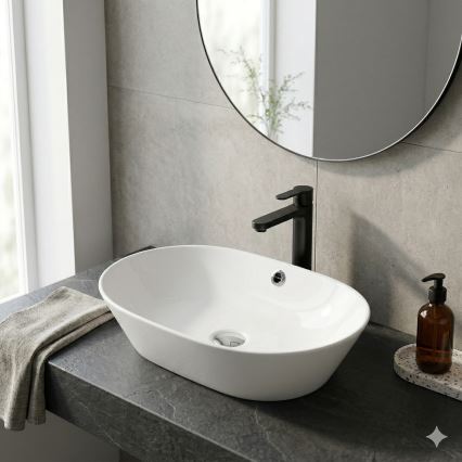 Bathco 4038 - Håndvask til bordplade TOULOUSE 59x42 cm porcelæn/hvid