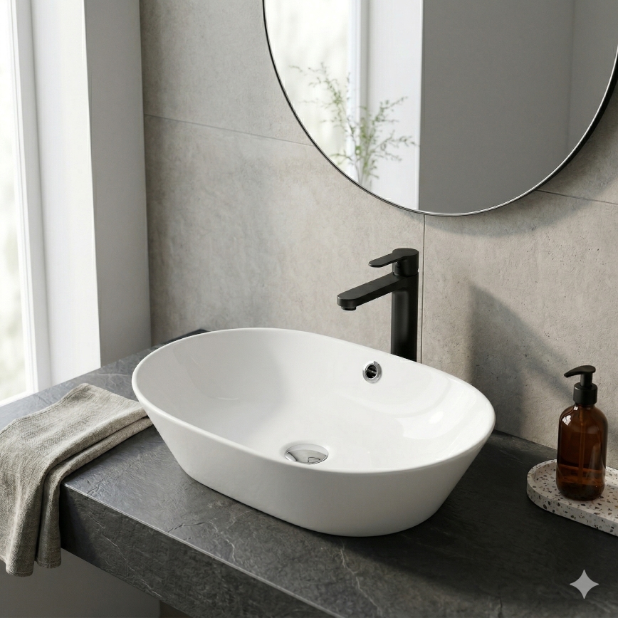 Bathco 4038 - Håndvask til bordplade TOULOUSE 59x42 cm porcelæn/hvid