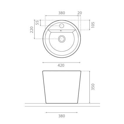 Bathco 4057 - Håndvask til bordplade FLORENCIA Ø 42 cm porcelæn/hvid