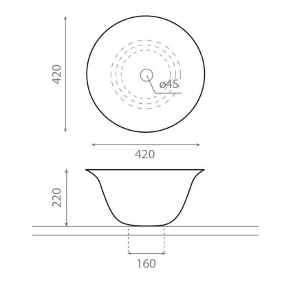 Bathco 4062 - Vask til bordplade NORDIC Ø 42 cm porcelæn/hvid