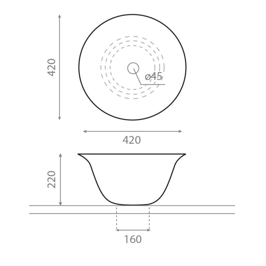 Bathco 4062 - Vask til bordplade NORDIC Ø 42 cm porcelæn/hvid