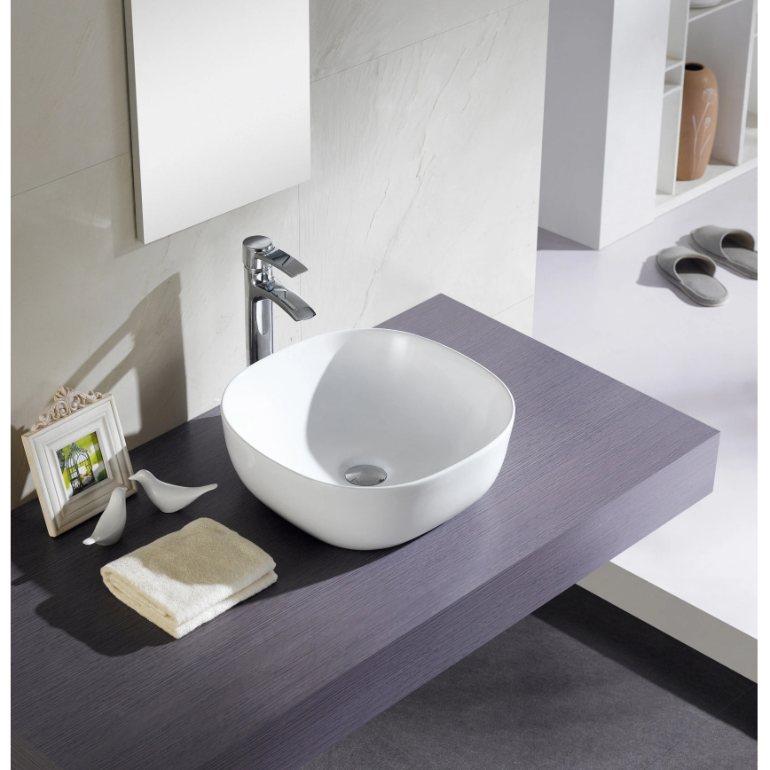 Bathco 4071 - Håndvask til bordplade OLEA 41x41 cm porcelæn/hvid