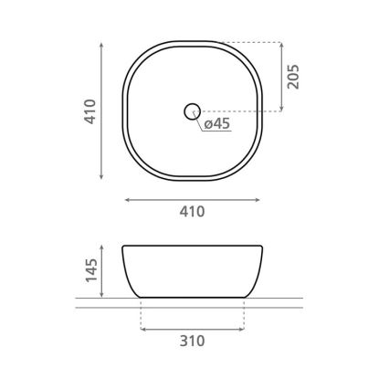 Bathco 4071 - Håndvask til bordplade OLEA 41x41 cm porcelæn/hvid
