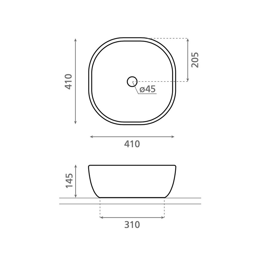 Bathco 4071 - Håndvask til bordplade OLEA 41x41 cm porcelæn/hvid