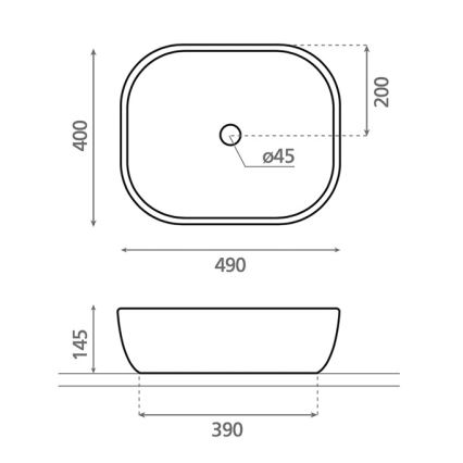 Bathco 4072 - OLEA håndvask til bordplade 49x40 cm porcelæn/hvid