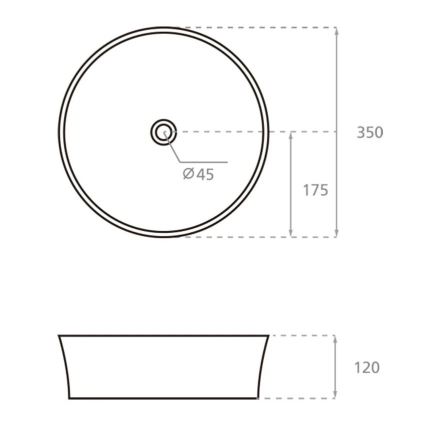 Bathco 4086 - Håndvask til bordplade VOLTA Ø 35 cm porcelæn/hvid