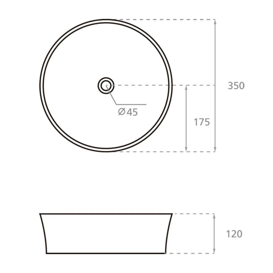 Bathco 4086 - Håndvask til bordplade VOLTA Ø 35 cm porcelæn/hvid