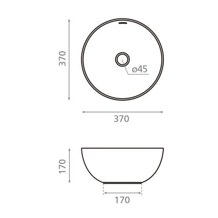 Bathco 4131 - BARI vask til bordplade Ø 37 cm porcelæn/hvid