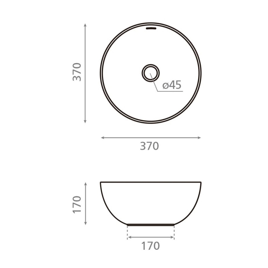Bathco 4131 - BARI vask til bordplade Ø 37 cm porcelæn/hvid