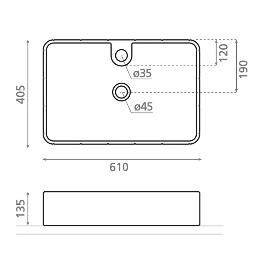 Bathco 4161 - Vask til bordplade CIRCUS 61x40,5 cm porcelæn/beige