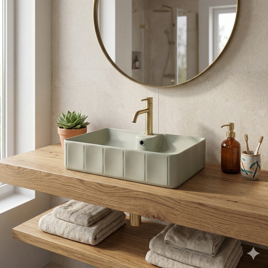 Bathco 4161 - Vask til bordplade CIRCUS 61x40,5 cm porcelæn/beige