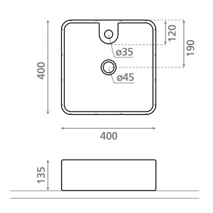 Bathco 4162 - Vask til bordplade CIRCUS 40x40 cm porcelæn/beige