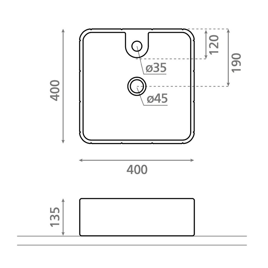 Bathco 4162 - Vask til bordplade CIRCUS 40x40 cm porcelæn/beige