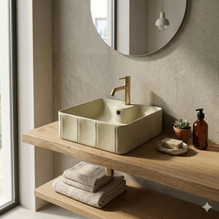 Bathco 4162 - Vask til bordplade CIRCUS 40x40 cm porcelæn/beige