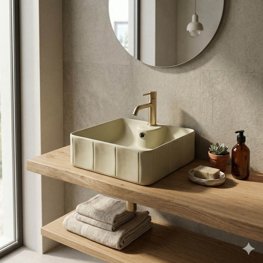 Bathco 4162 - Vask til bordplade CIRCUS 40x40 cm porcelæn/beige