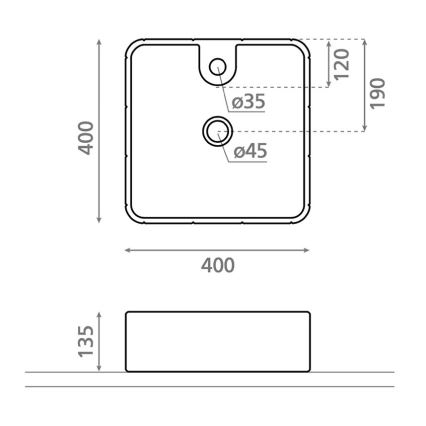 Bathco 4163 - Håndvask til bordplade CIRCUS 40x40 cm porcelæn/hvid
