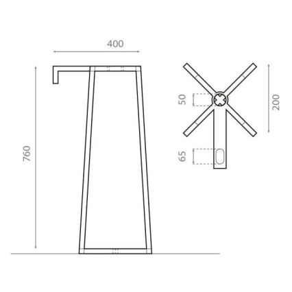 Bathco 8216 - Sokkel til håndvask VOLTA 76x40 cm stål/poleret krom