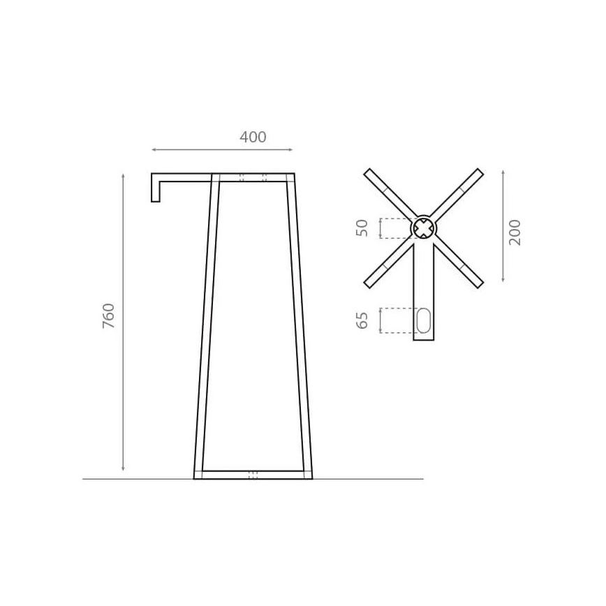 Bathco 8216 - Sokkel til håndvask VOLTA 76x40 cm stål/poleret krom