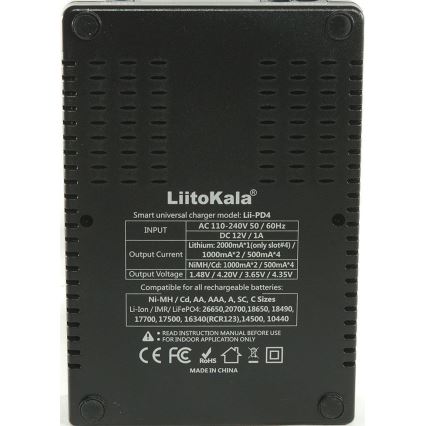 Batterioplader A/AA/AAA/18650/2070­0/21700/26650/22650