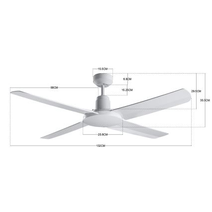 BAYSIDE 213025 - Udendørs loftventilator NAUTILUS IP55 hvid