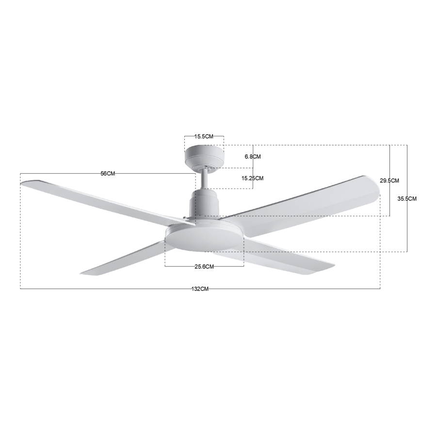 BAYSIDE 213025 - Udendørs loftventilator NAUTILUS IP55 hvid